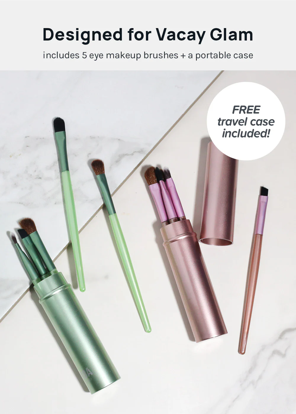 AOA 5 Piece Travel Brush Set + Case - Image 2