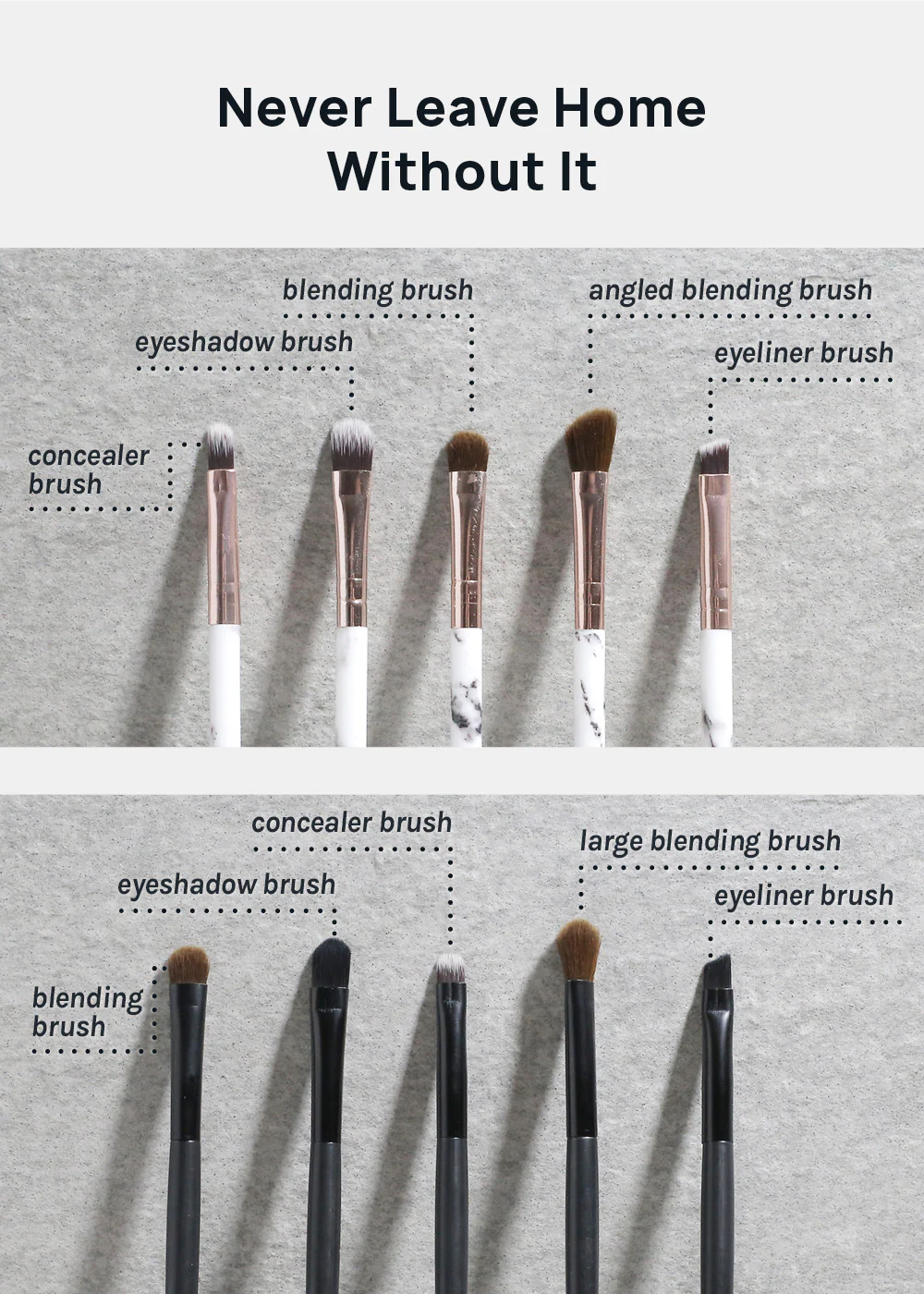 AOA 5 Piece Travel Brush Set + Case - Image 3