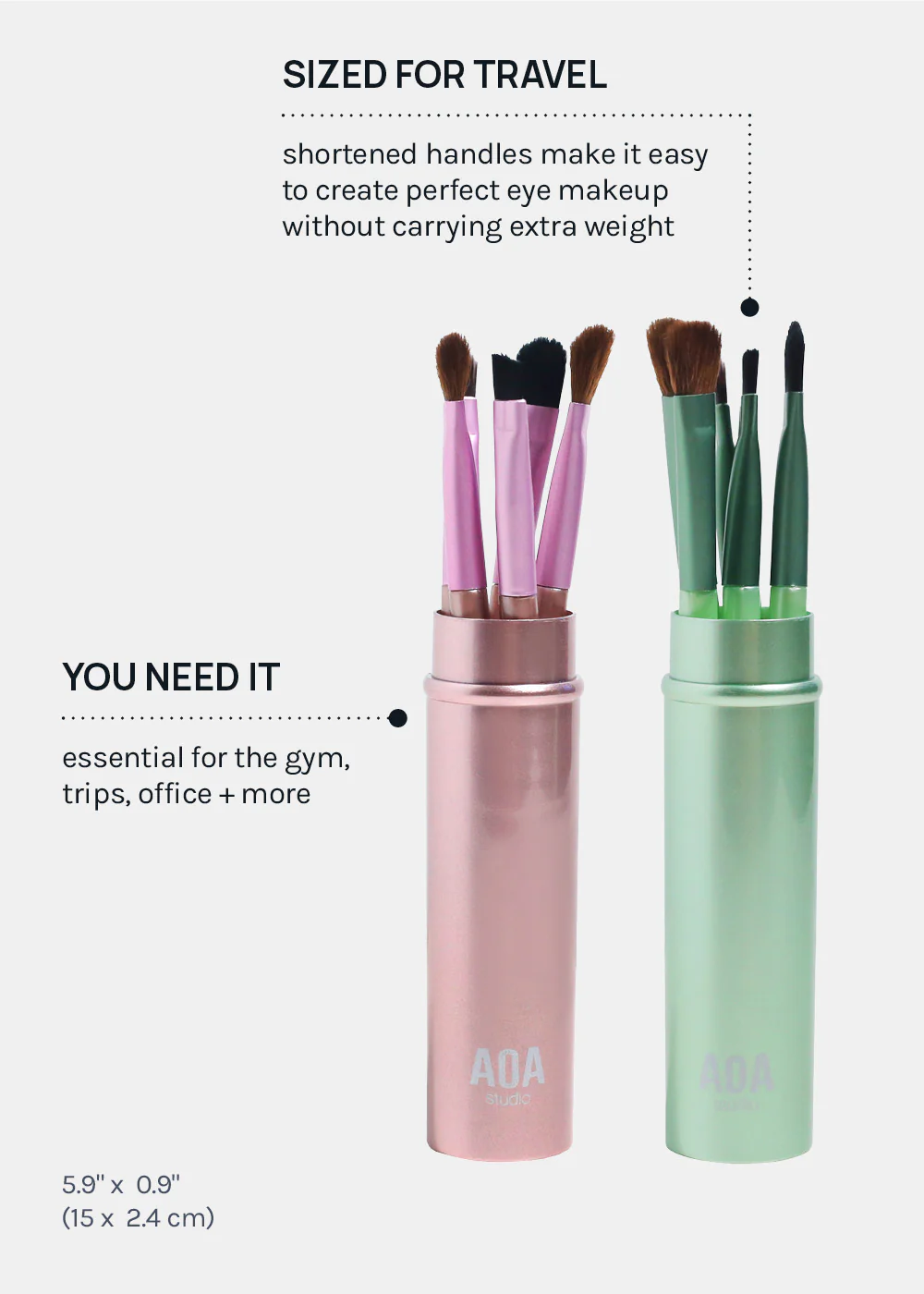 AOA 5 Piece Travel Brush Set + Case - Image 5