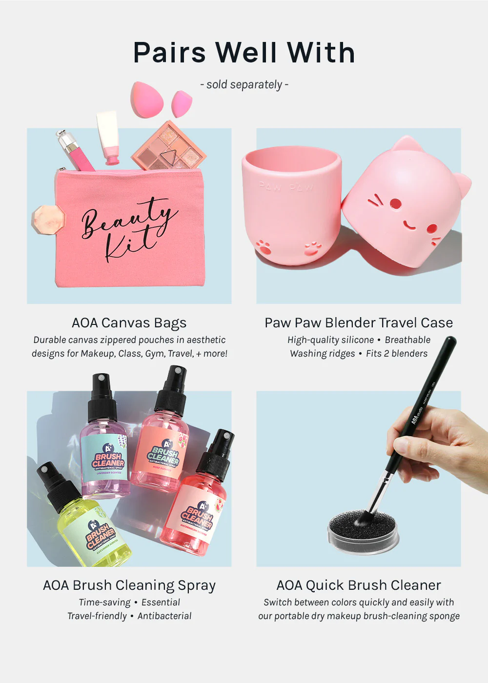 AOA 5 Piece Travel Brush Set + Case - Image 6