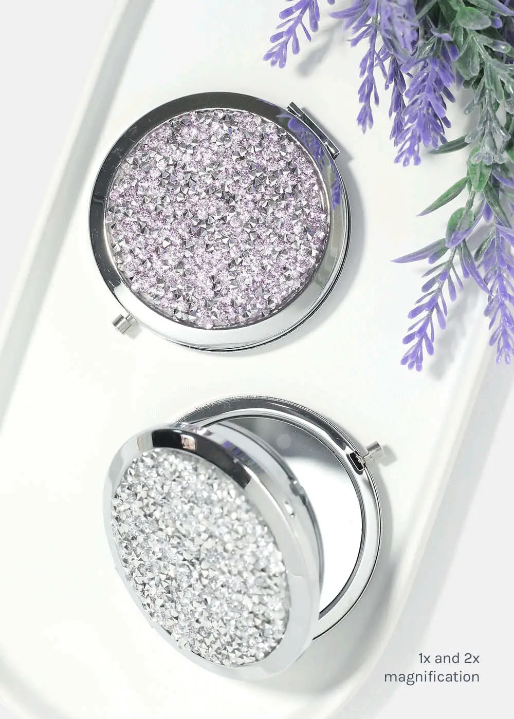 AOA A+ Magnifying Double-Sided Compact Mirror - Glitter