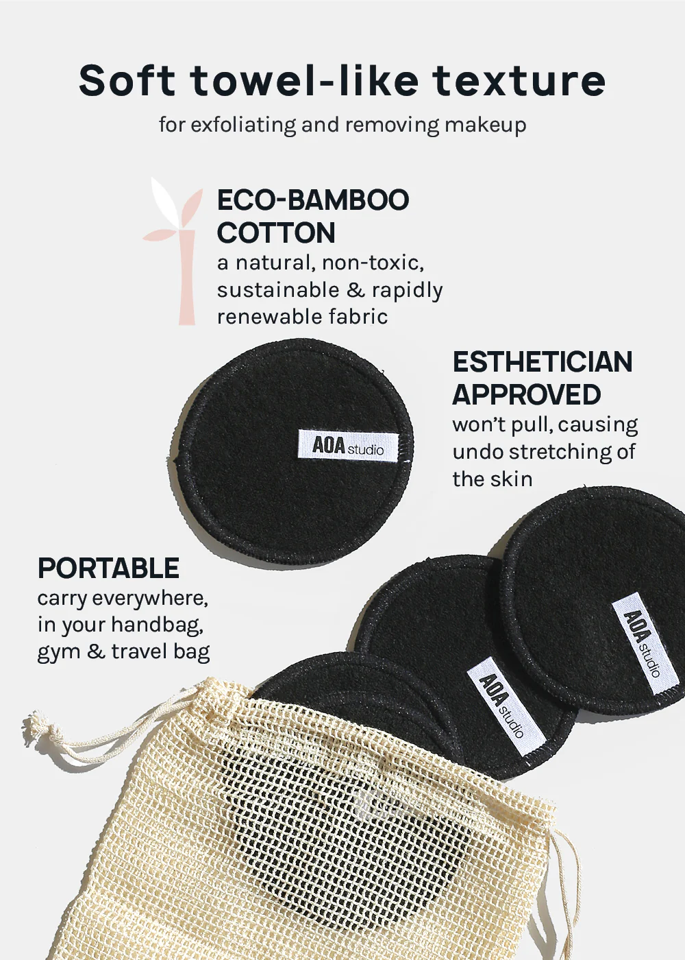 AOA Bamboo Reusable Makeup Remover Pads - Image 5