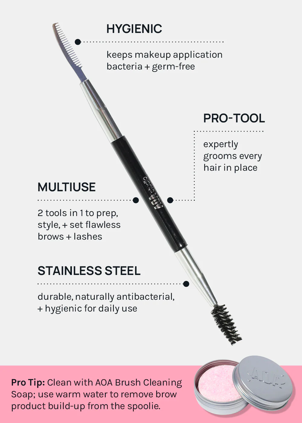 AOA Dual Brow Comb + Spoolie - Image 5