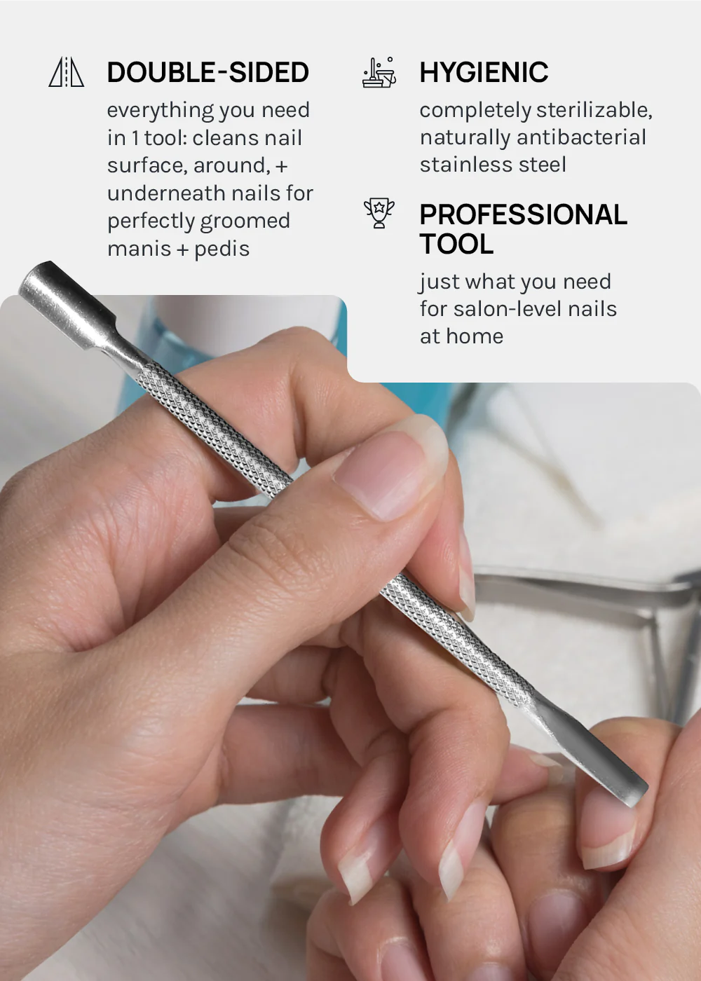 AOA Dual-Ended Cuticle Pusher + Nail Cleaner - Image 4