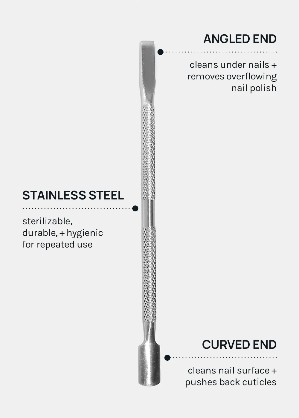 AOA Dual-Ended Cuticle Pusher + Nail Cleaner - Image 5
