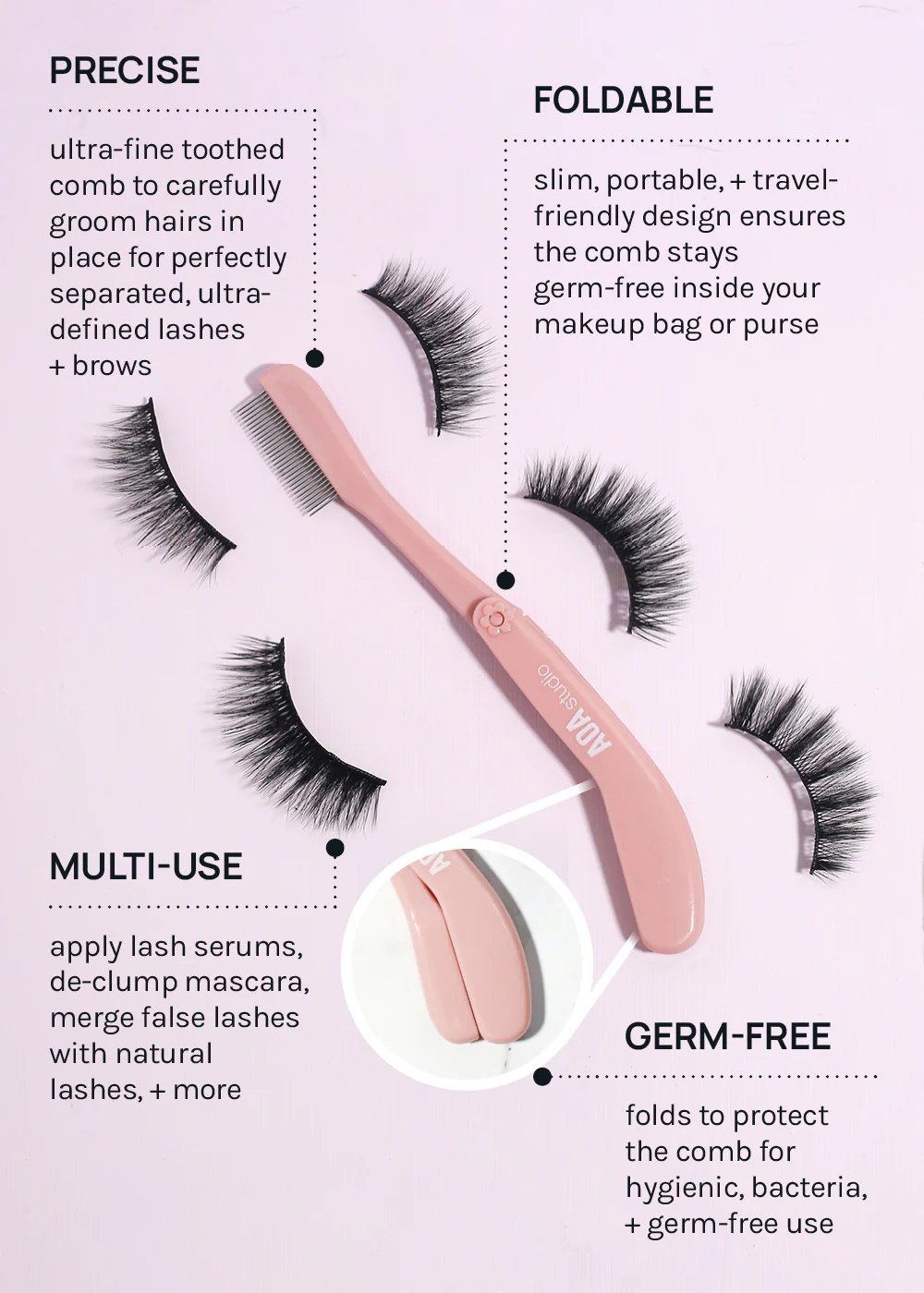 AOA Foldable Eyelash + Brow Comb - Image 5