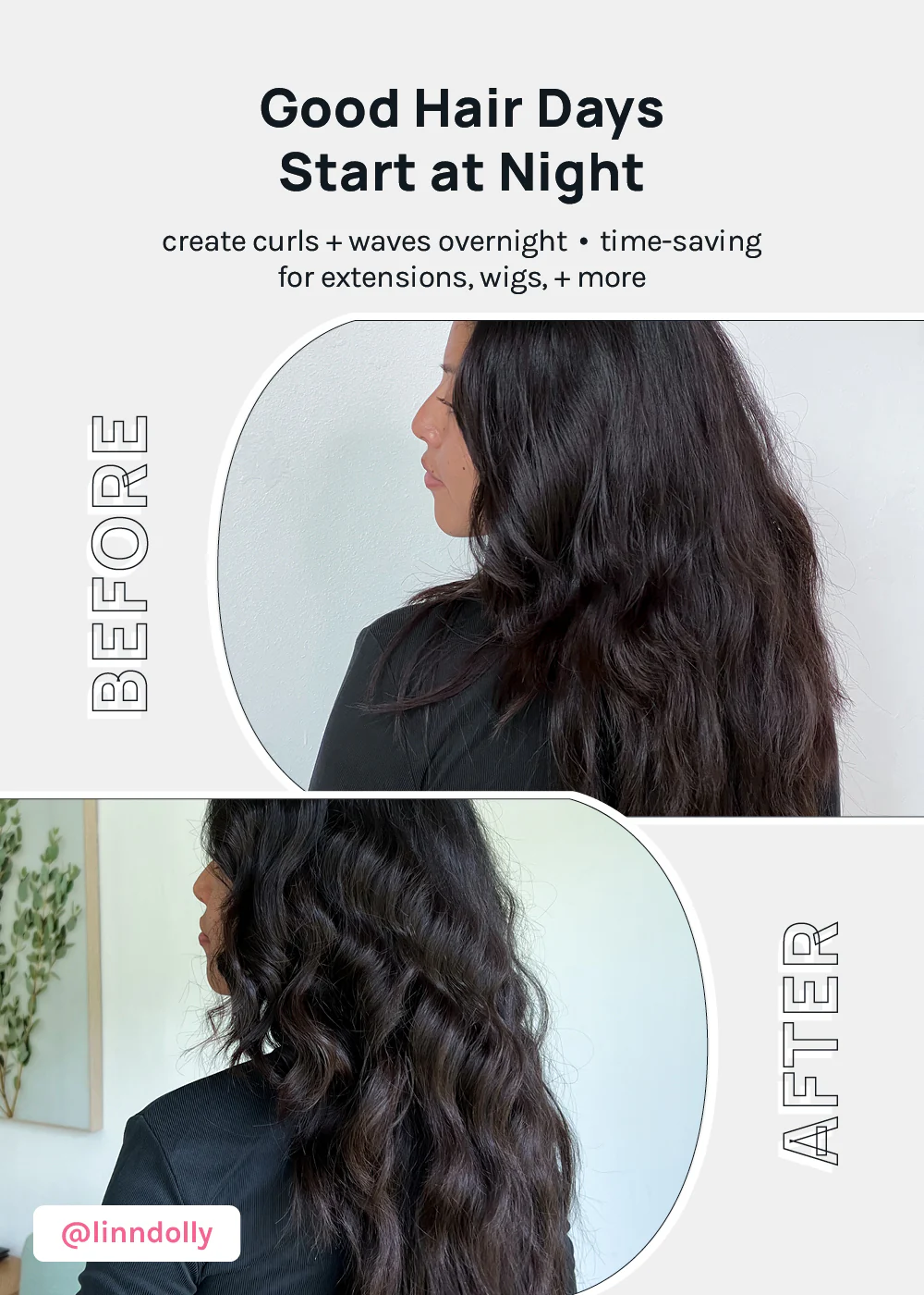 AOA Heat-free Satin Hair Curling Rod - Black - Image 2