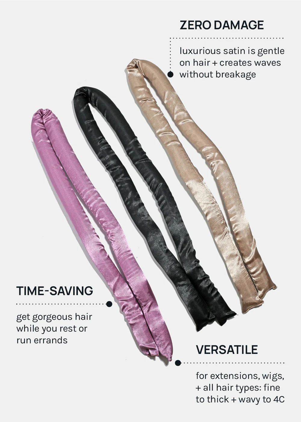 AOA Heat-free Satin Hair Curling Rod - Purple - Image 5