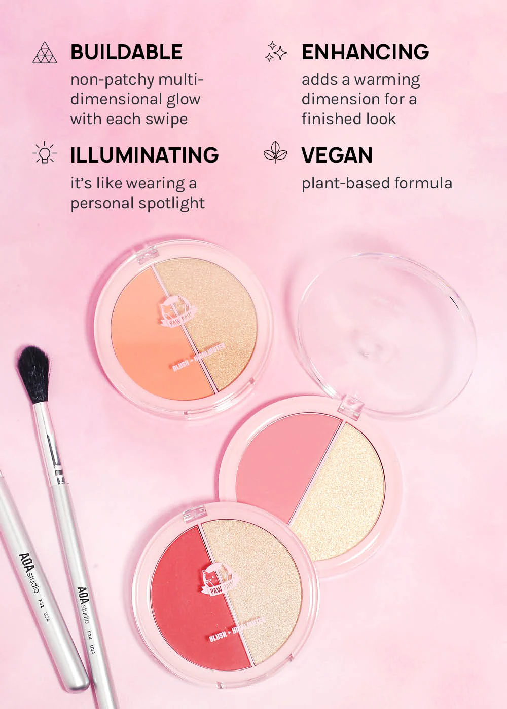 AOA Hello Glow Duo Blush + Highlighter - Image 4