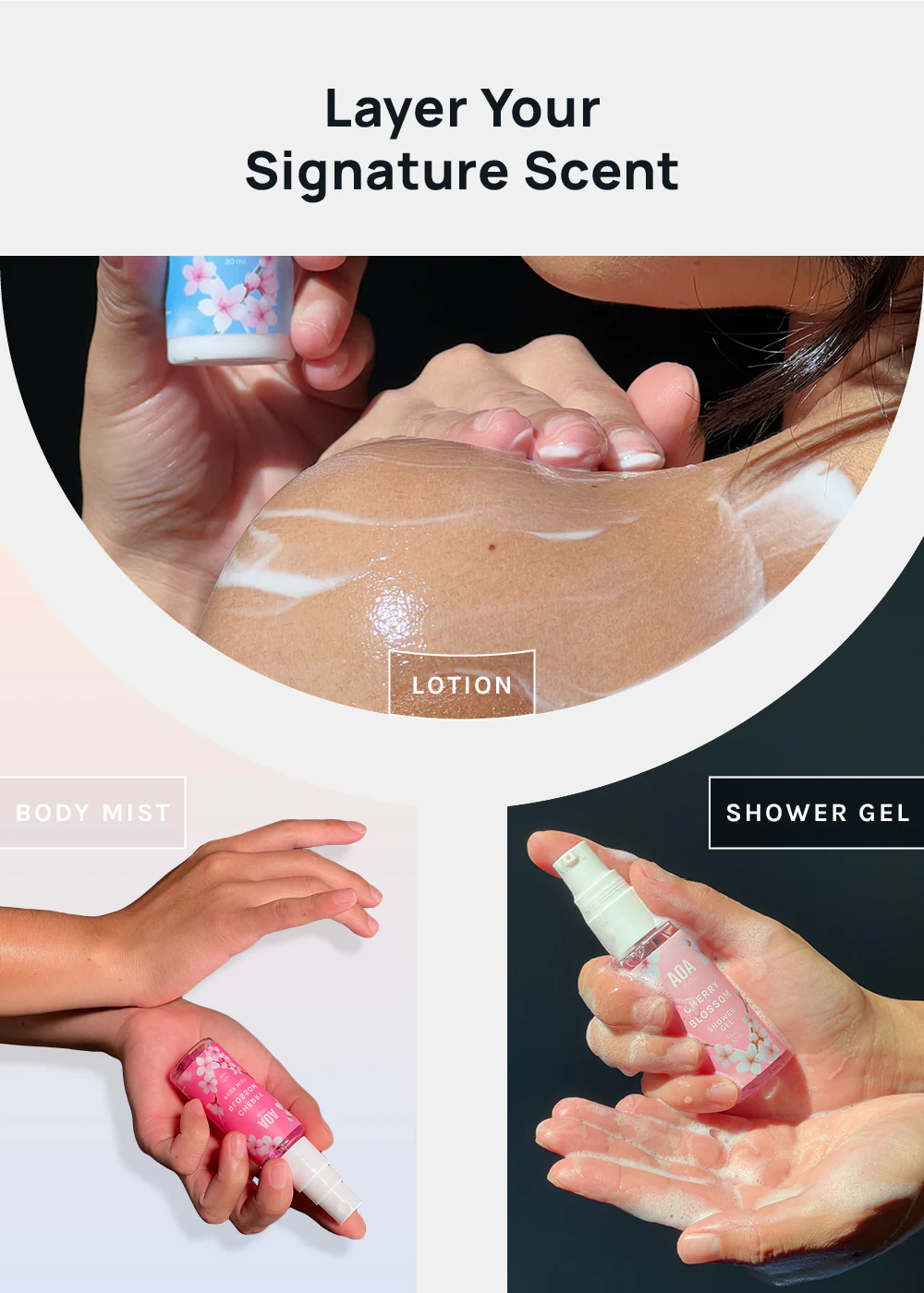 AOA Lotion, Shower Gel & Body Mist - Cherry Blossom - Image 2