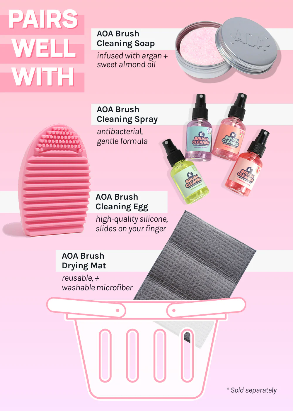 AOA Matte Rose Brush Set + Satin Travel Roll - Image 8