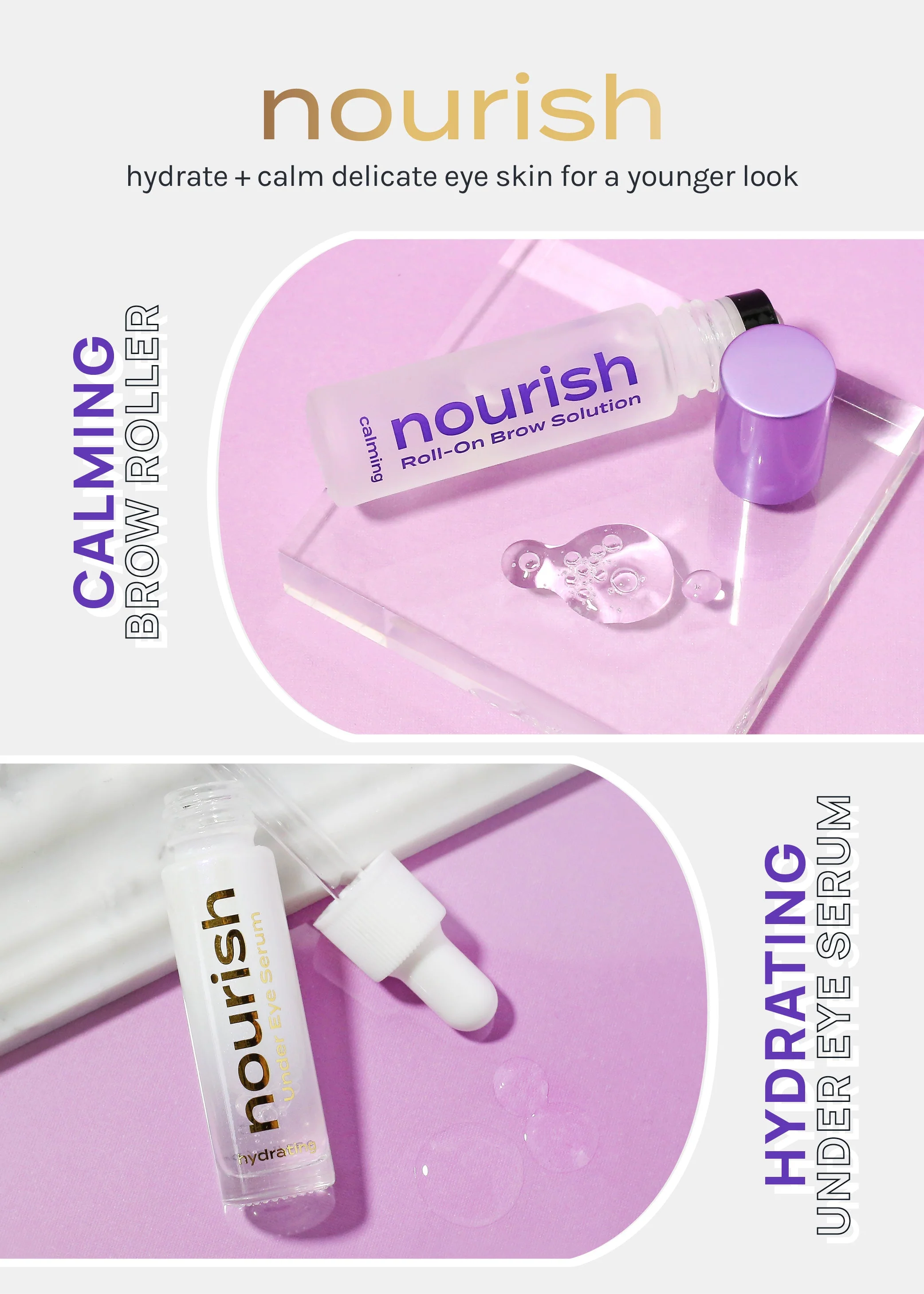 AOA Nourish Hydrating Under Eye Serum + Calming Roll-On Brow Solution - Image 2