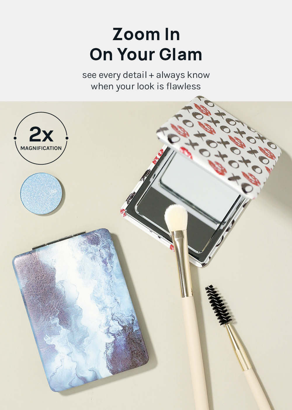 AOA Paw Paw Magnifying Double-Sided Compact Mirror - Rectangular - Image 2