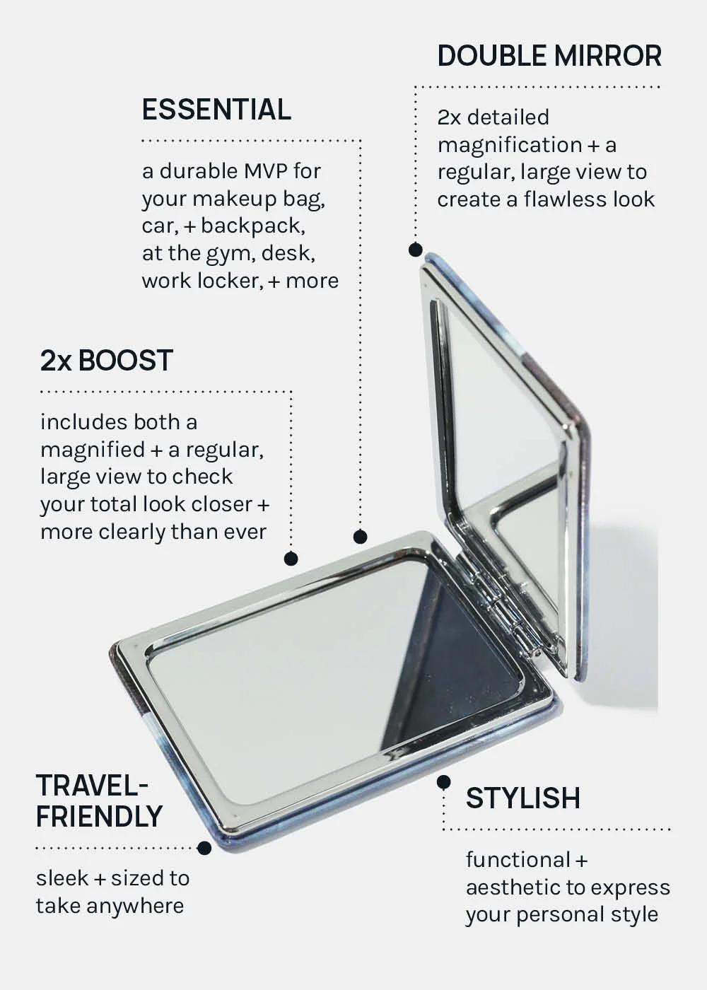 AOA Paw Paw Magnifying Double-Sided Compact Mirror - Rectangular - Image 4