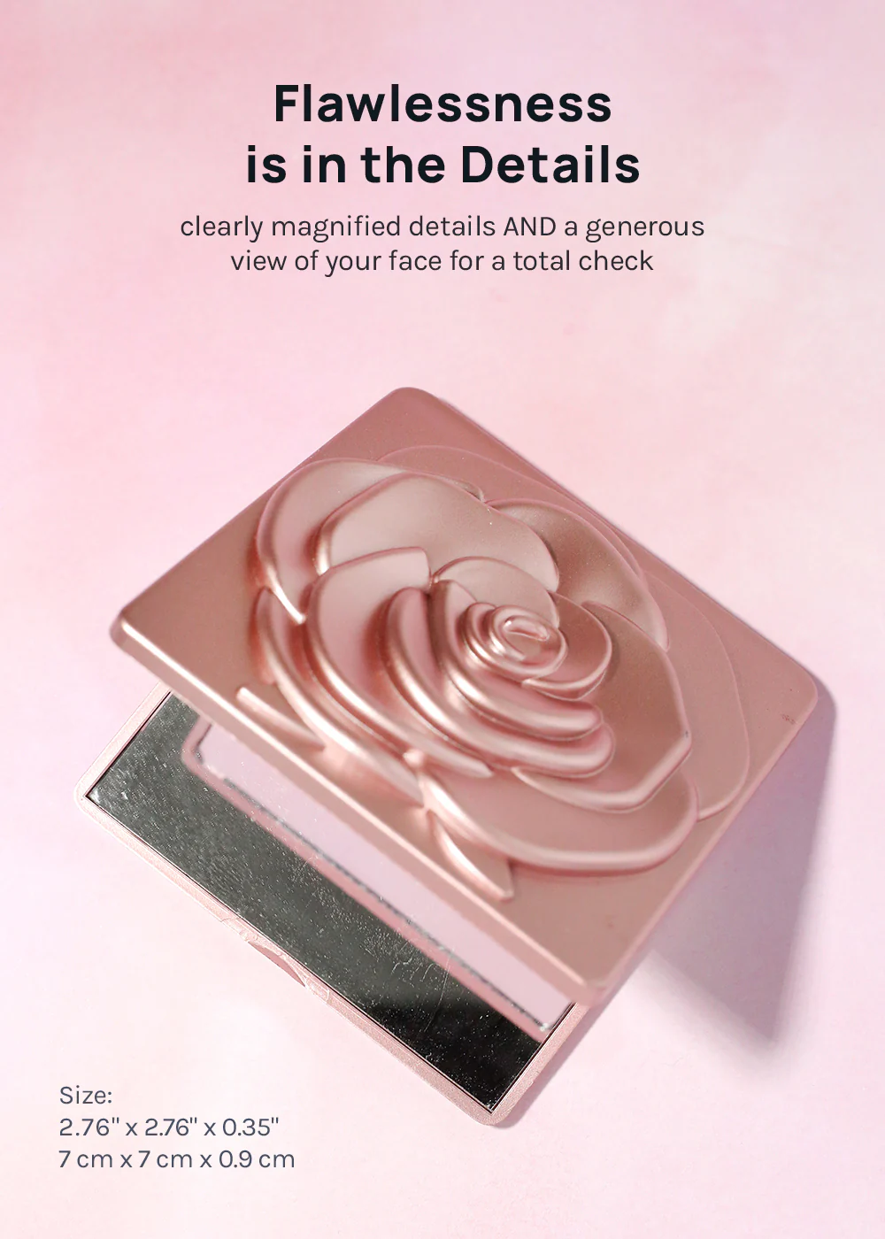 AOA Paw Paw Magnifying Double-Sided Compact Mirror - Rose - Image 3