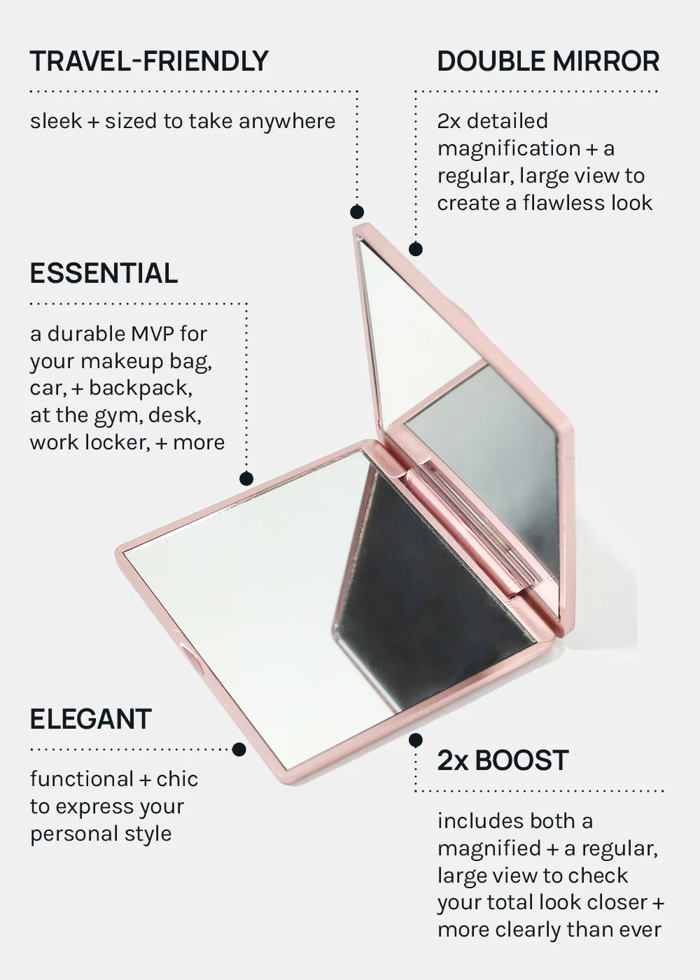 AOA Paw Paw Magnifying Double-Sided Compact Mirror - Rose - Image 4