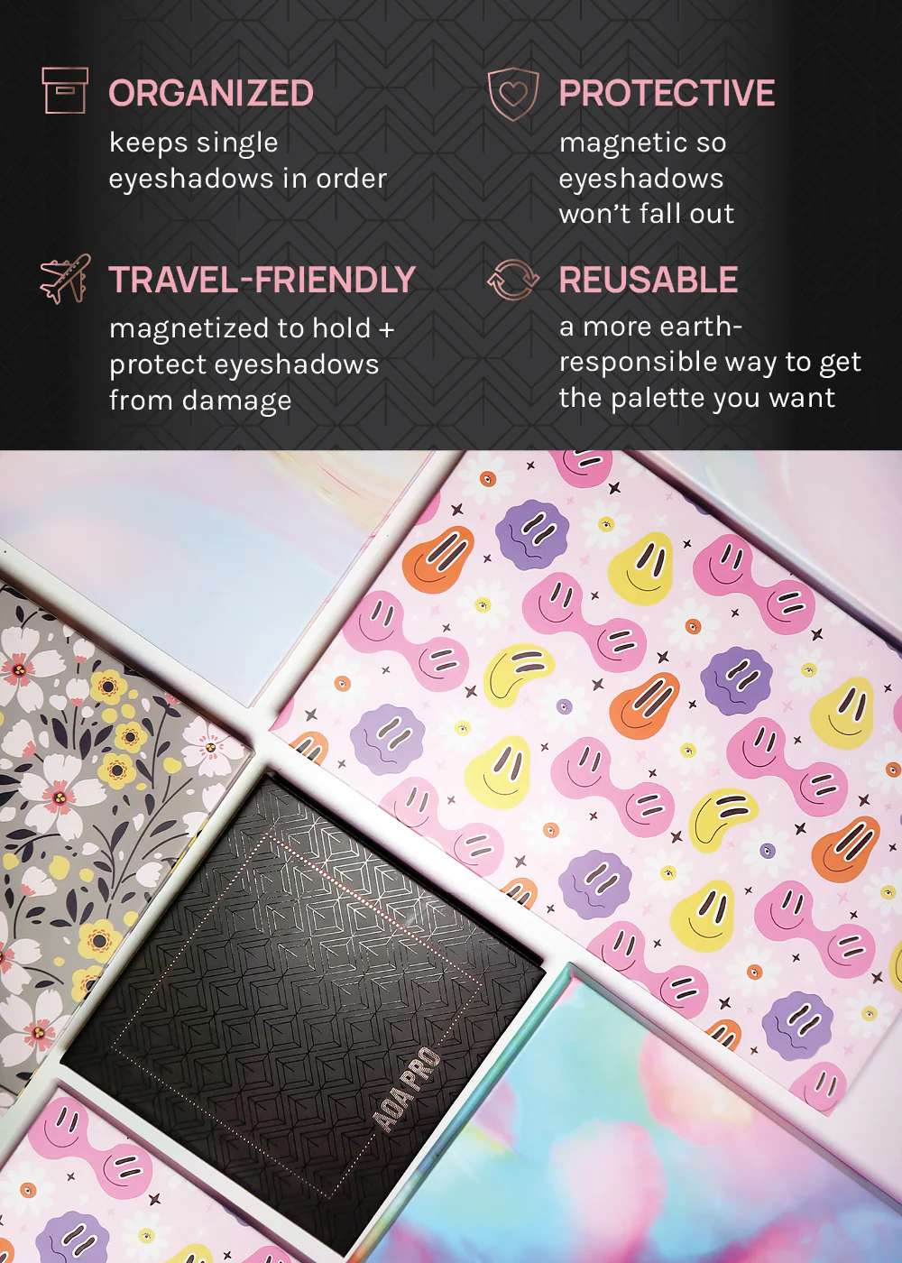 AOA Pro Magnetic Eyeshadow Palette - Black Large - Image 4