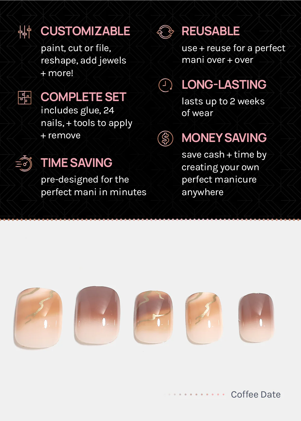 AOA Pro Press-On Nails: Coffee Date - Image 4