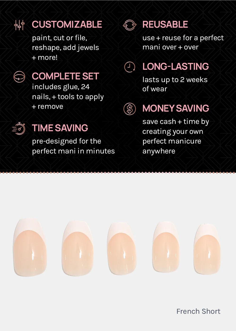 AOA Pro Press-On Nails: French Short - Image 3