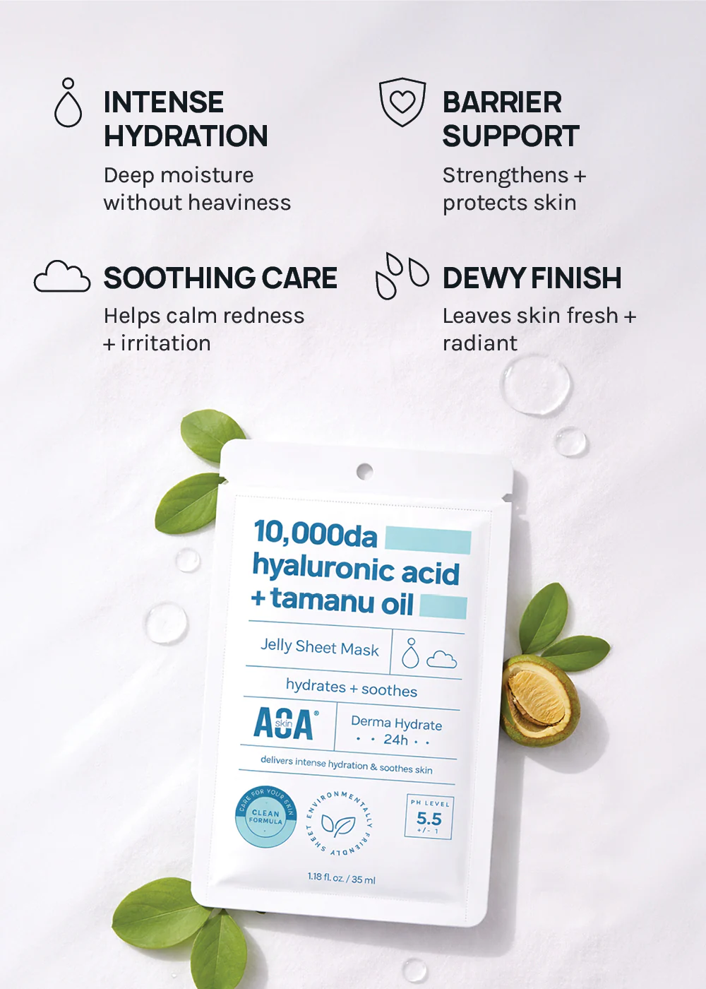 AOA Skin 10,000da Hyaluronic Acid + Tamanu Oil Sheet Mask - Image 4