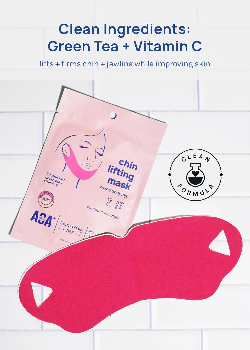 AOA Skin Chin Lifting Mask for V-Line Shaping – Green Tea + Vitamin C - Image 3