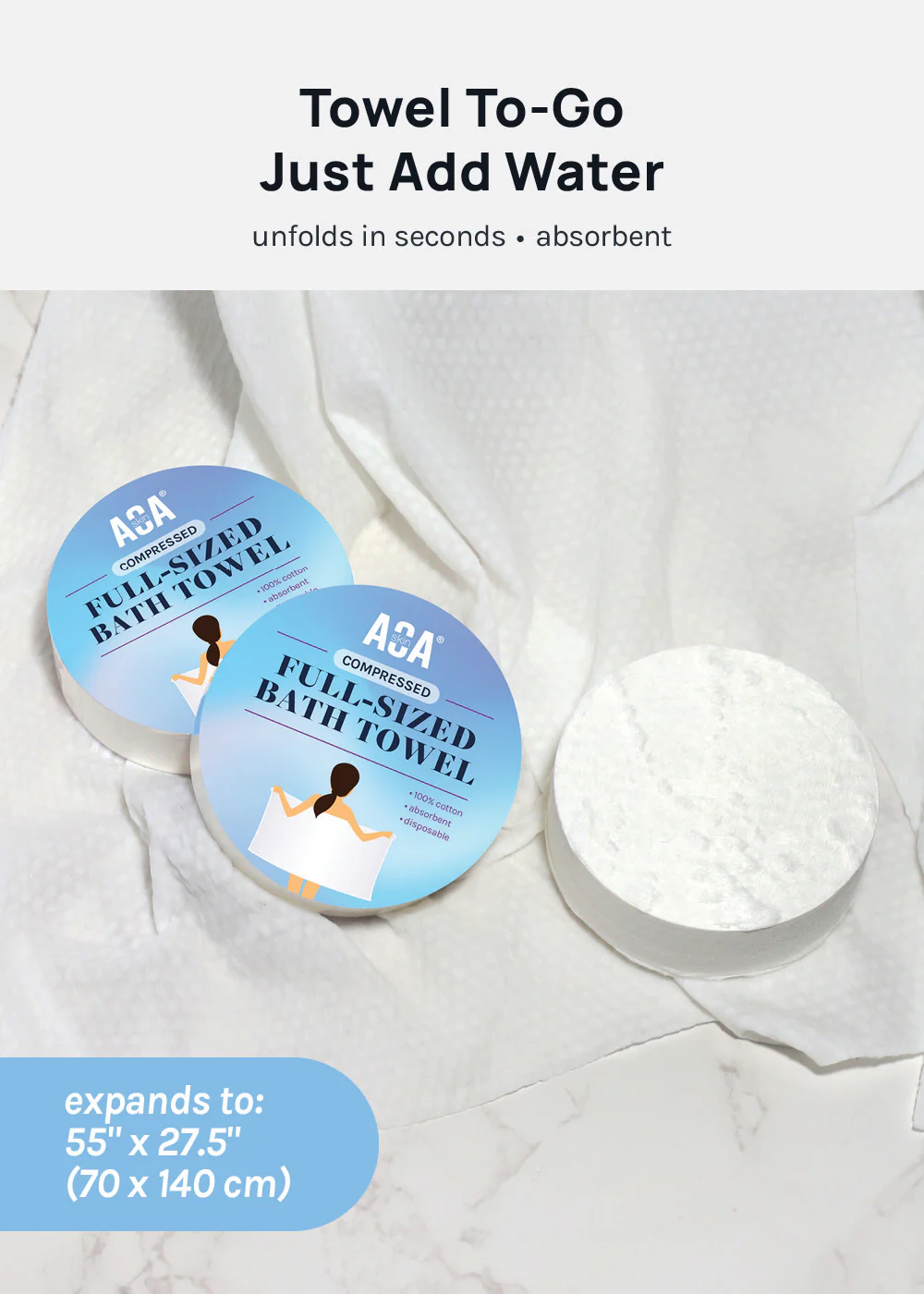 AOA Skin Compressed Full-Sized Bath Towel - Image 3