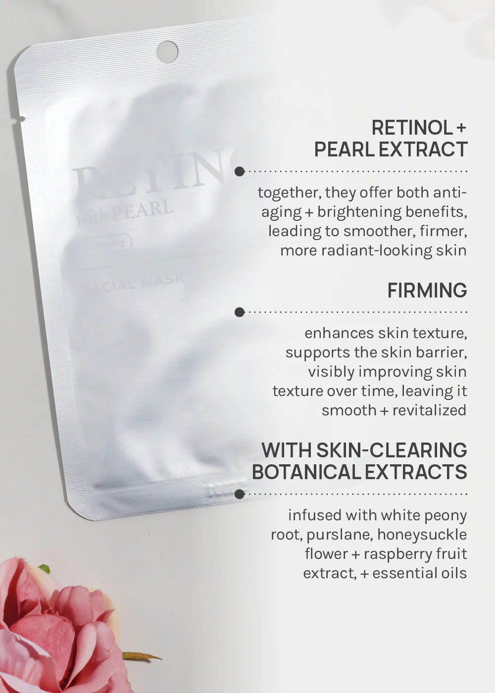 AOA Skin Retinol with Pearl Firming Facial Mask - Image 4