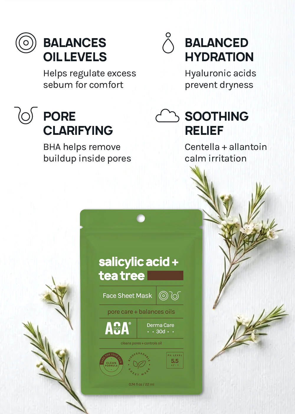 AOA Skin Salicylic Acid + Tea Tree Sheet Mask - Image 4