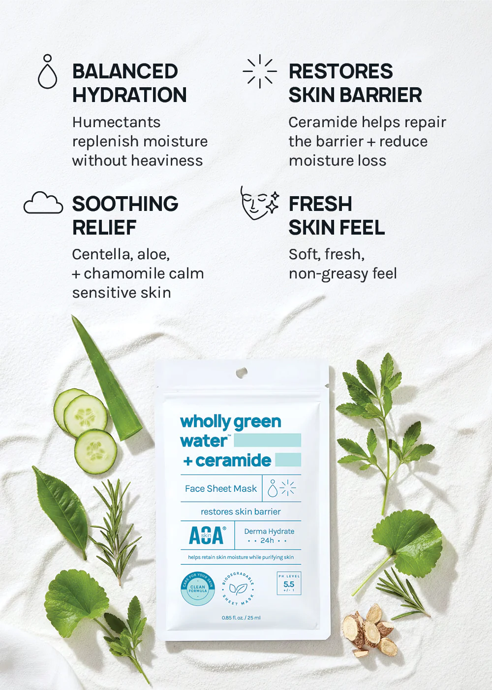 AOA Skin Wholly Green Water + Ceramide Sheet Mask - Image 4
