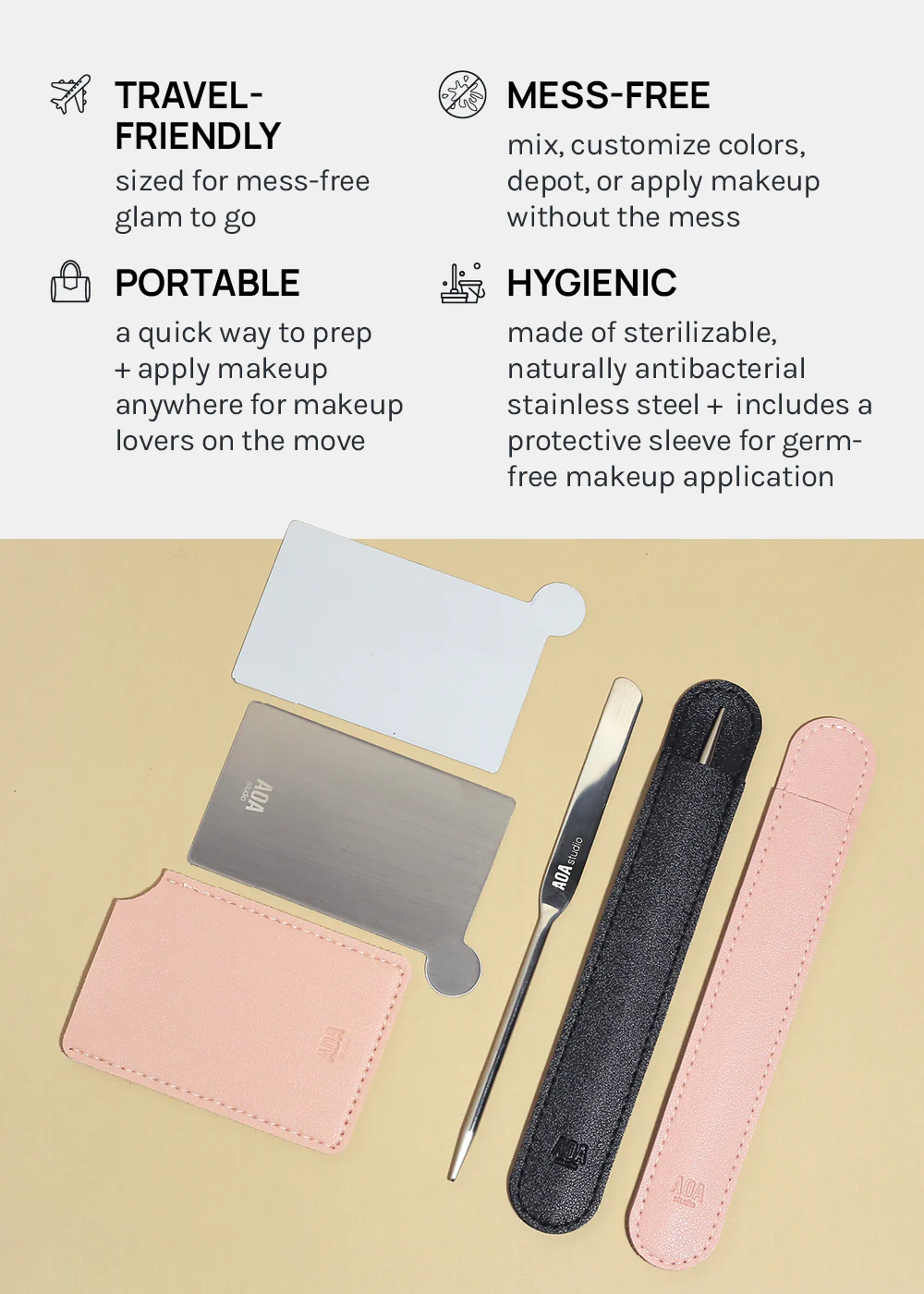 AOA Stainless Steel Mixing Palette and Spatula with Protective Sleeve - Image 5