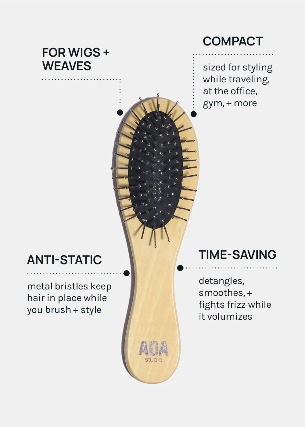 AOA Steel Bristles Wooden Travel Hair Brush - Image 2