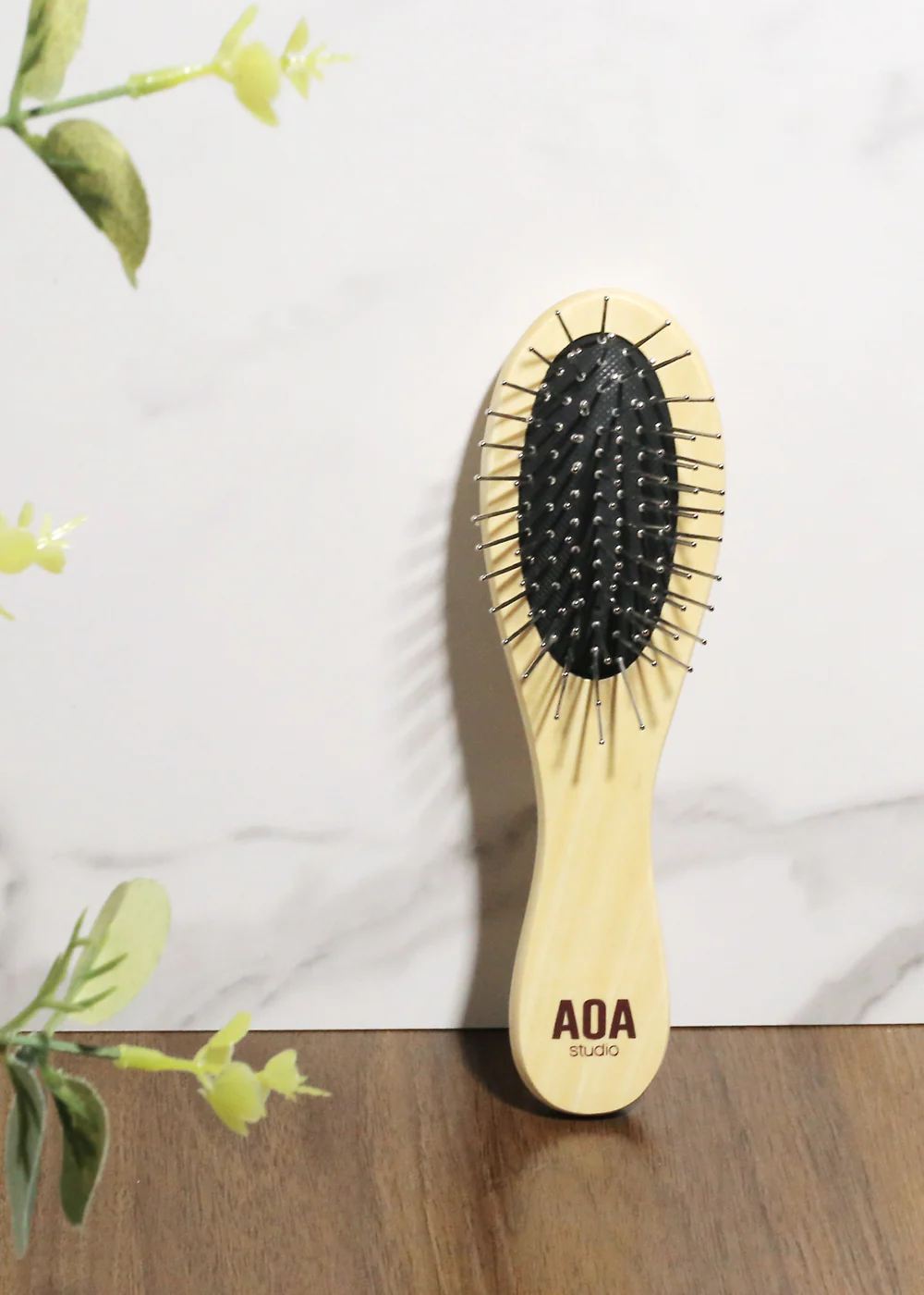 AOA Steel Bristles Wooden Travel Hair Brush - Image 3