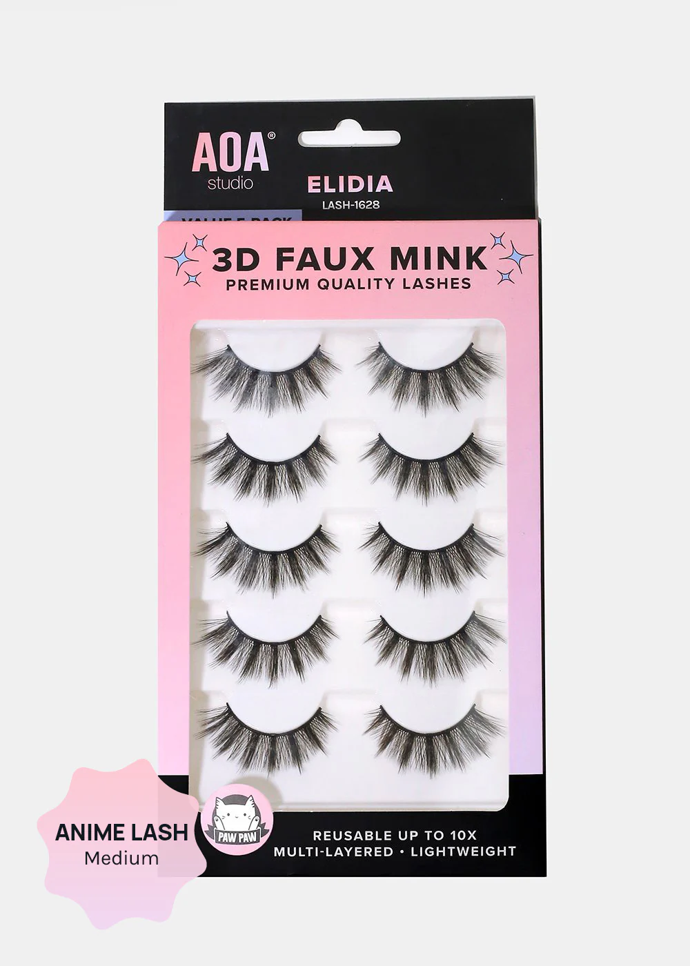 Paw Paw: 3D Faux Mink Lashes - Elidia 5-Pack