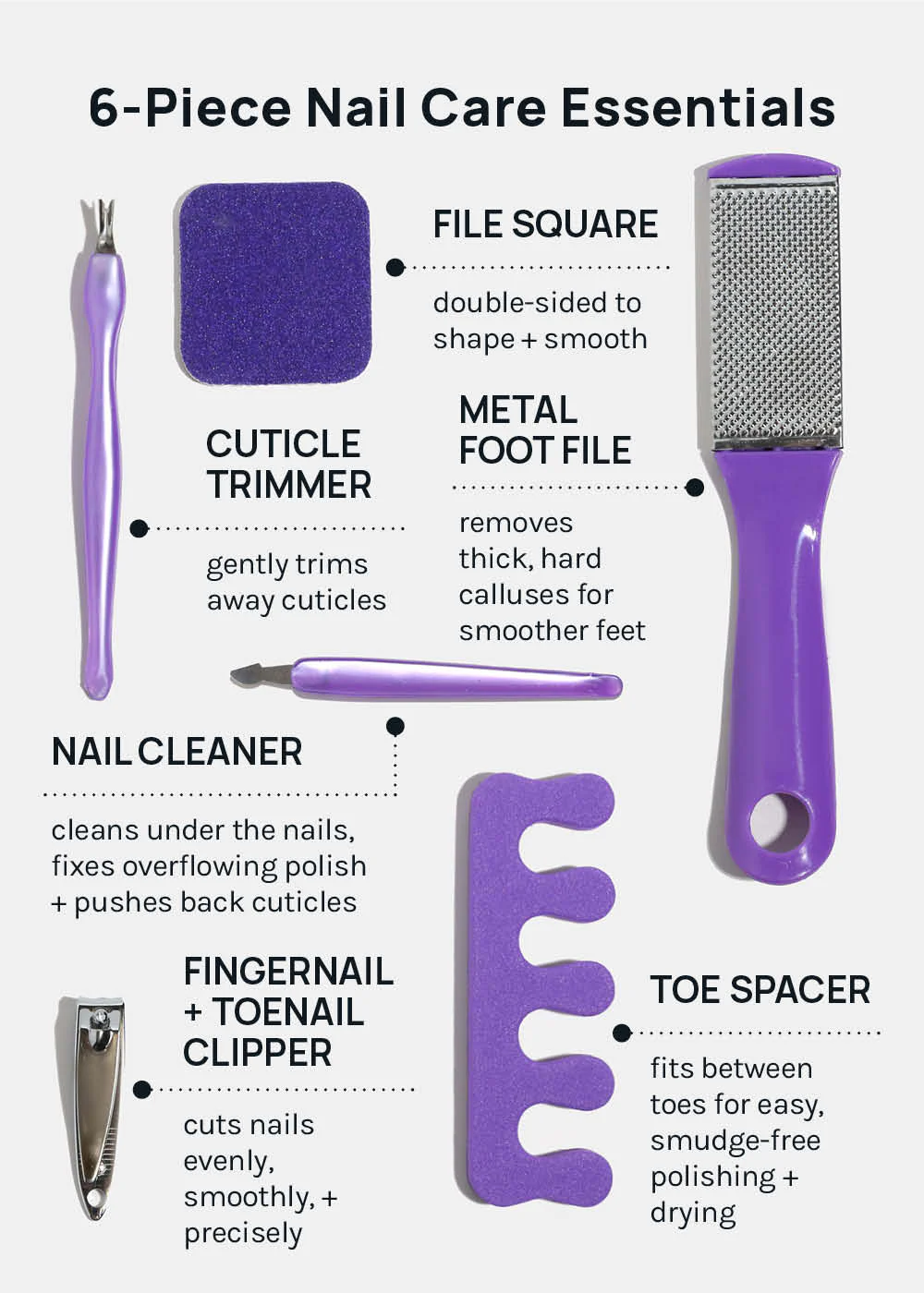 AOA Studio Pedicure Tool Set with Metal Foot File - Image 2
