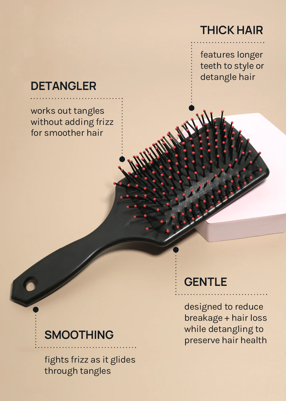 AOA Thick Hair Paddle Brush - Black - Image 3