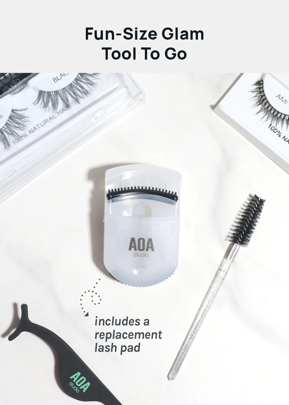 AOA Travel Eyelash Curler with Built-In Comb - Image 3