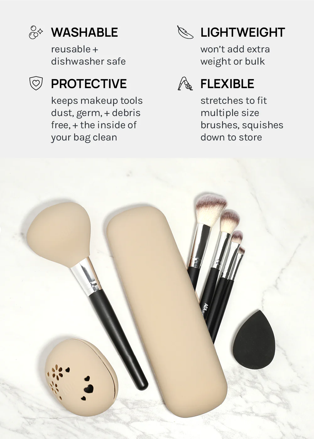 AOA Travel Silicone Makeup Tool Cover Set - Image 4
