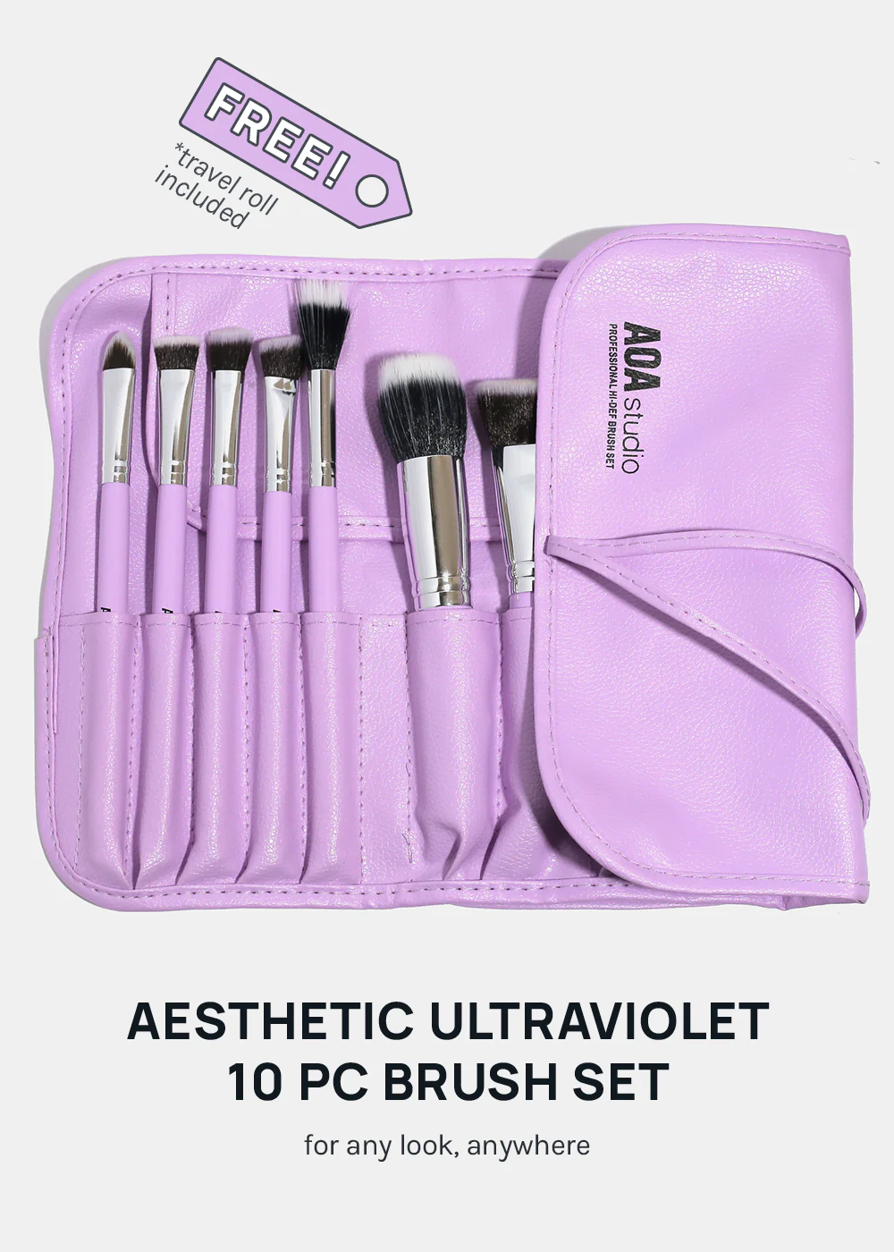 AOA UltraViolet Contour Brush Set + Brush Roll - Image 3