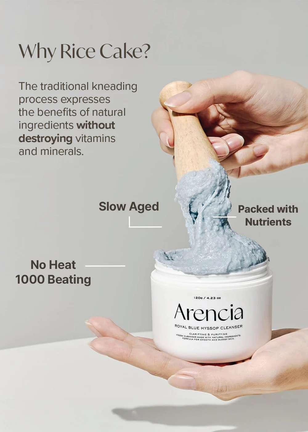 Arencia Fresh Blue Hyssop Rice Mochi Cleanser 120g - Image 6