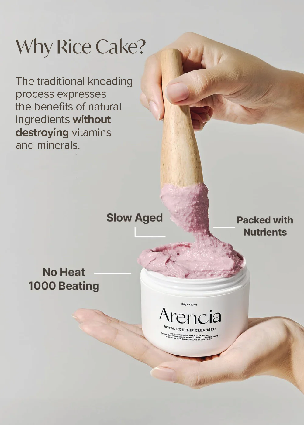Arencia Fresh Rosehip Rice Mochi Cleanser 120g - Image 6