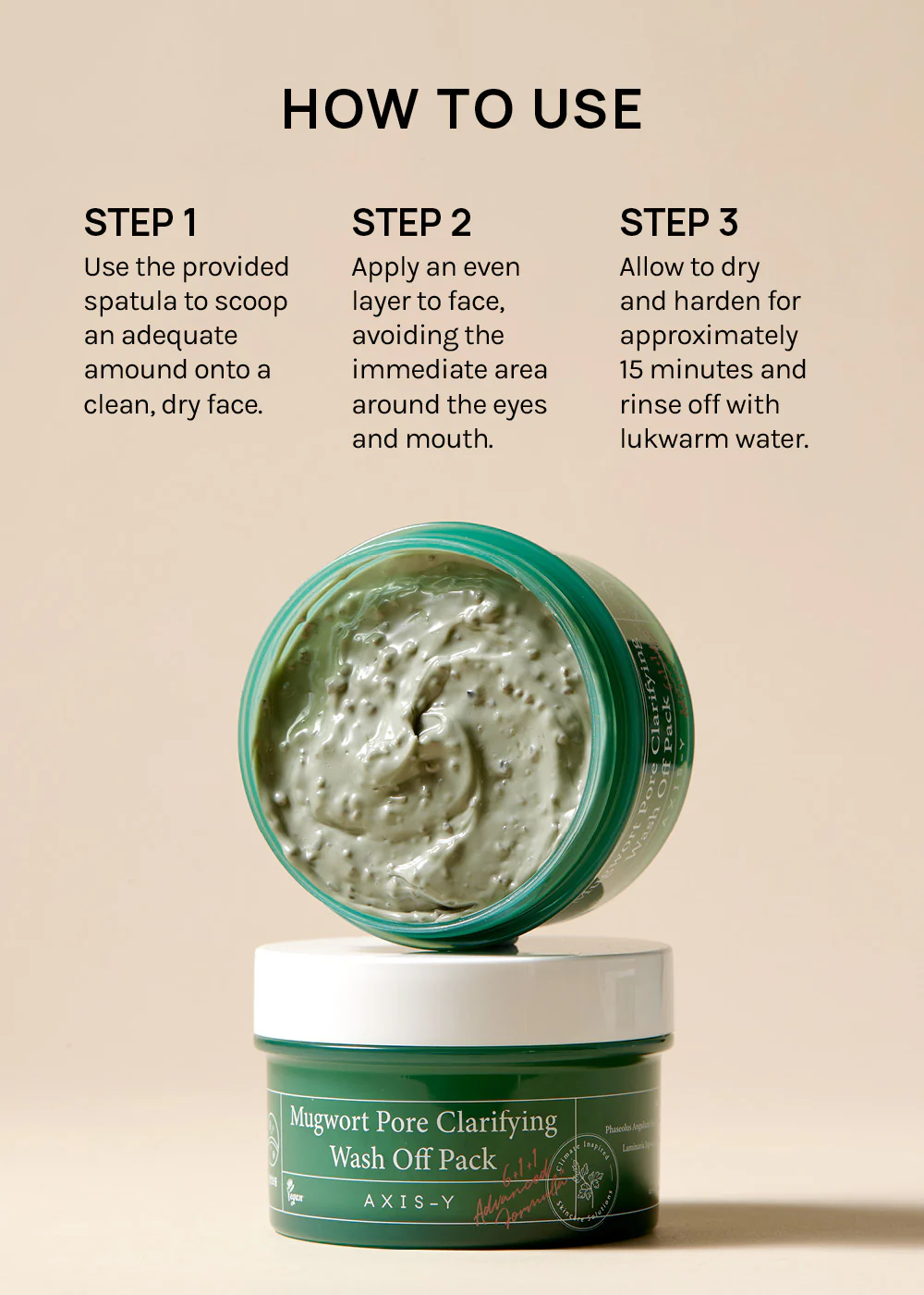 AXIS-Y Mugwort Pore Clarifying Wash Off Pack 100ml - Image 5