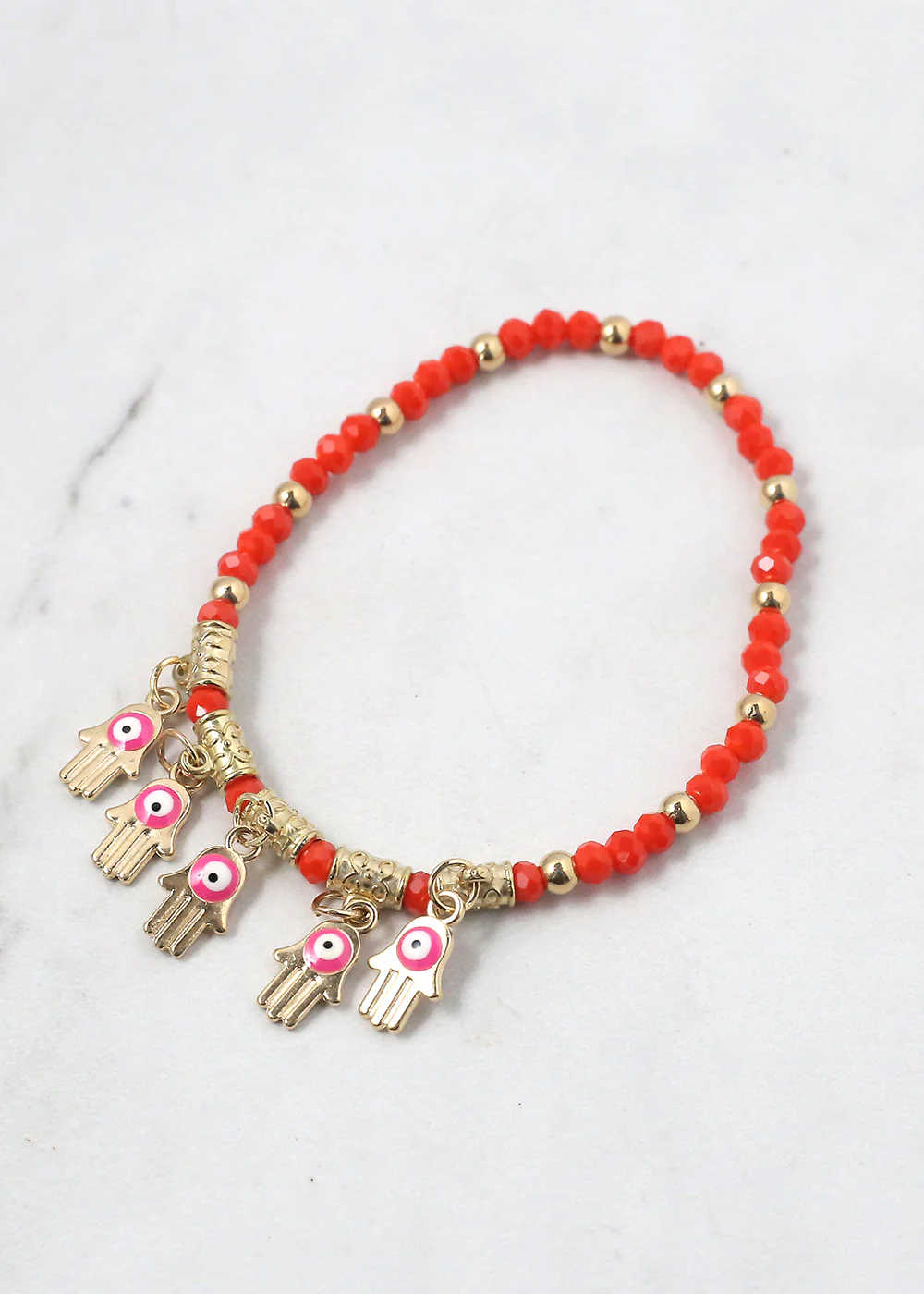 Beaded Hamsa Hand + Evil Eye Bracelet - Image 2