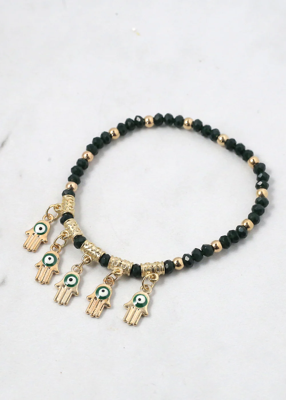 Beaded Hamsa Hand + Evil Eye Bracelet - Image 3
