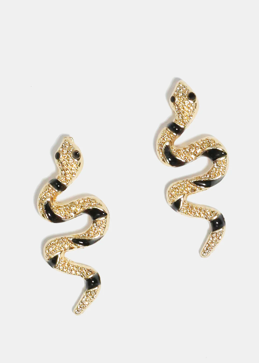 Black Swirl Snake Stud Earrings - Image 2