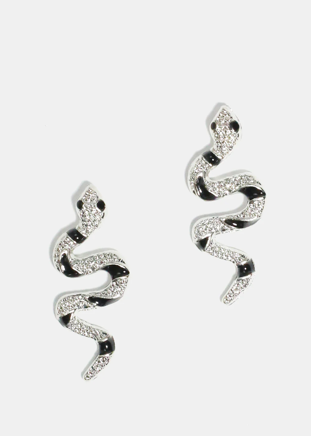Black Swirl Snake Stud Earrings - Image 3