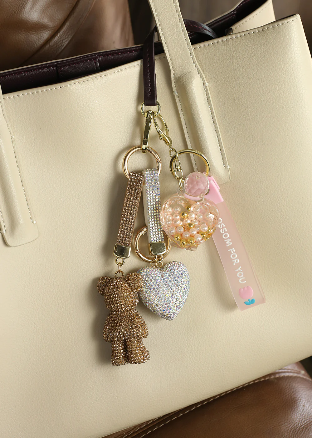Blossom Pearl Heart Bag Charm - Image 2