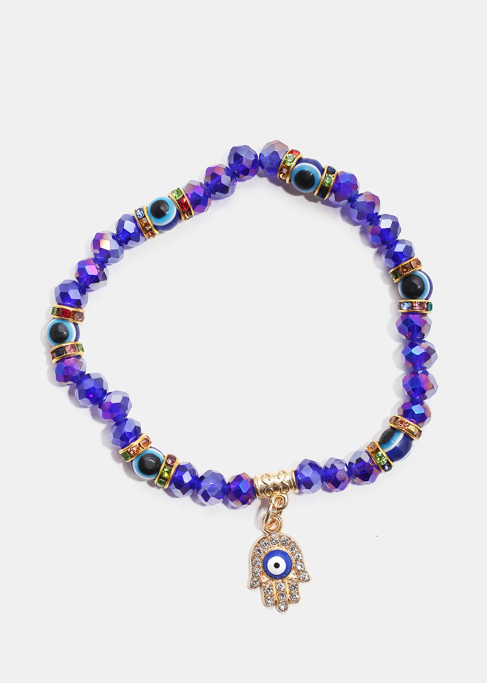 Blue Hamsa Hand Bracelet with Evil Eye - Image 2