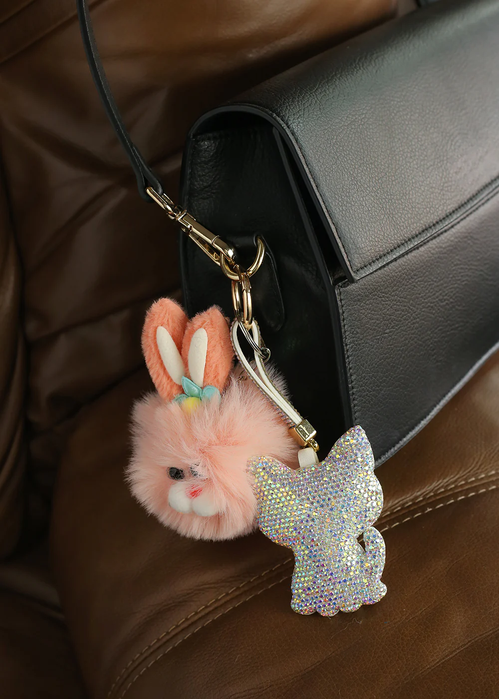 Blush Bunny Plush Keychain Bag Charm - Image 2