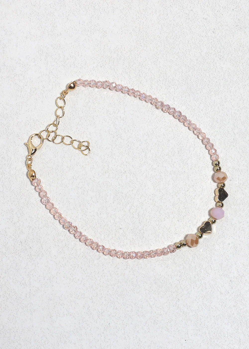 Blush Heart Glow Beaded Anklet - Image 2