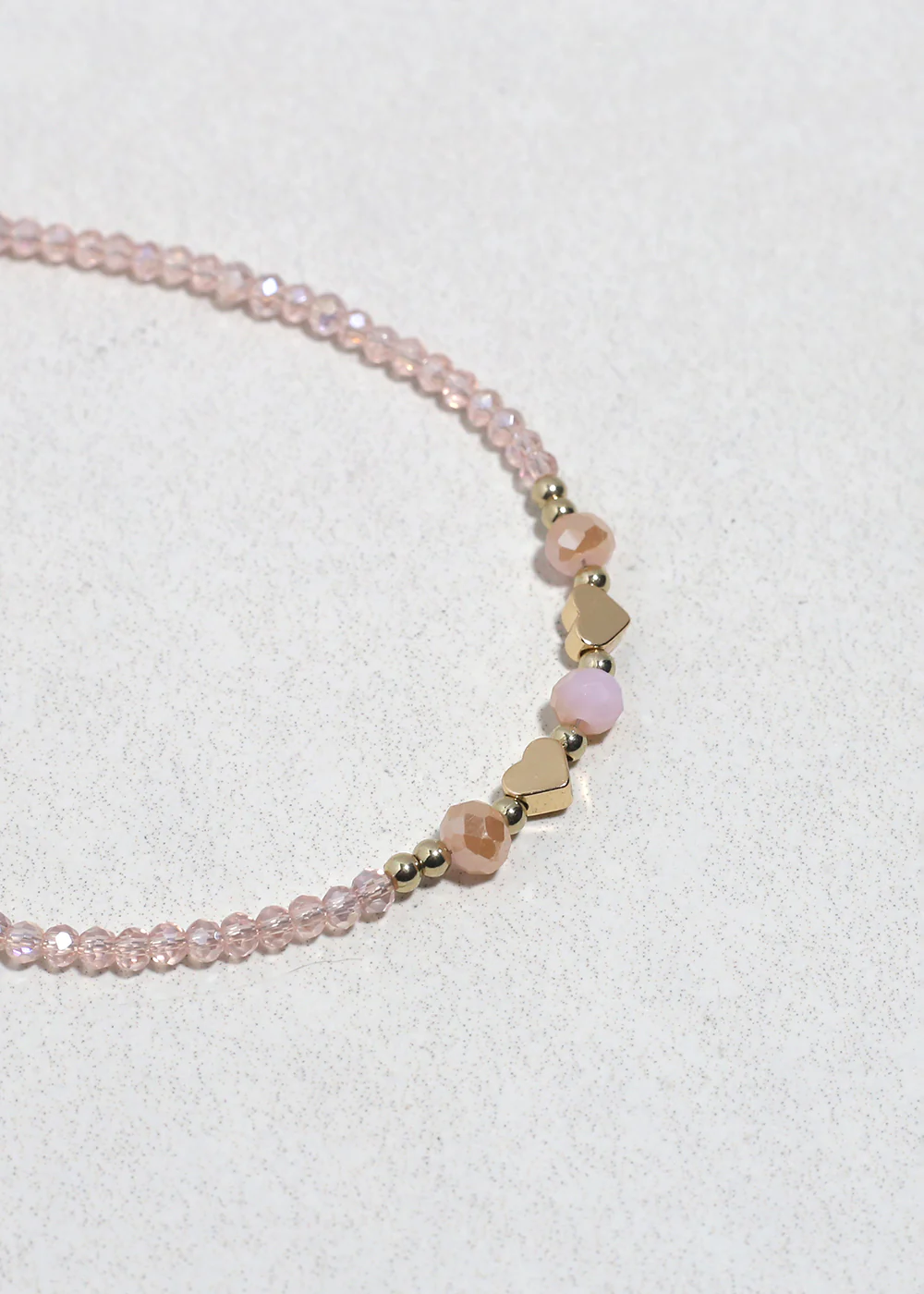 Blush Heart Glow Beaded Anklet - Image 3